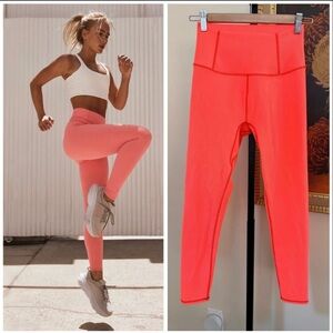 Free People Movement - Neon Coral High Waisted Ribbed Athletic Leggings NWOT